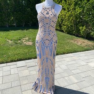 Lara Head turning fully beaded dress full length - size 6